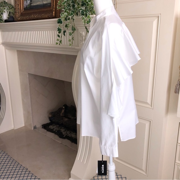 Worth Collection White Dolman Sleeve Blouse With Ruffled Back New Size L - Picture 6 of 14